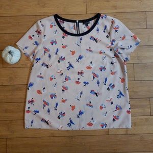 Talbots top zipper back floral print